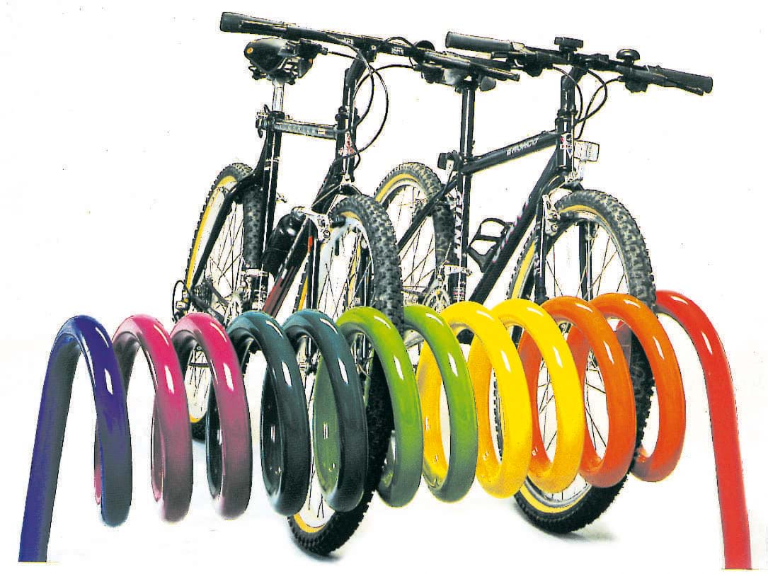 Fahrradständer - Spiralparker OMEGA - in Regenbogen-Farben
